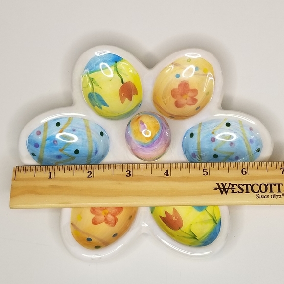 Set of 2 Easter Egg Plates Decorative Colorful Egg Tray 6ct ea Egg Plate Ceramic - Picture 7 of 10